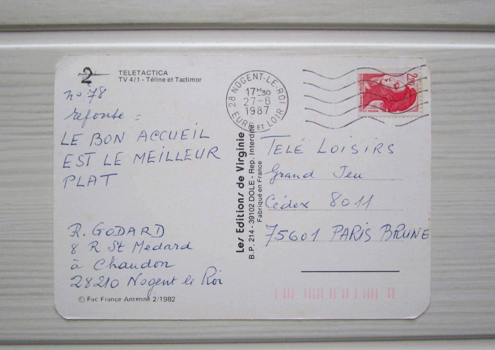 TELETACTICA Telin and Tactimor Captain of Orion-Antenna 2 1982 Postcard