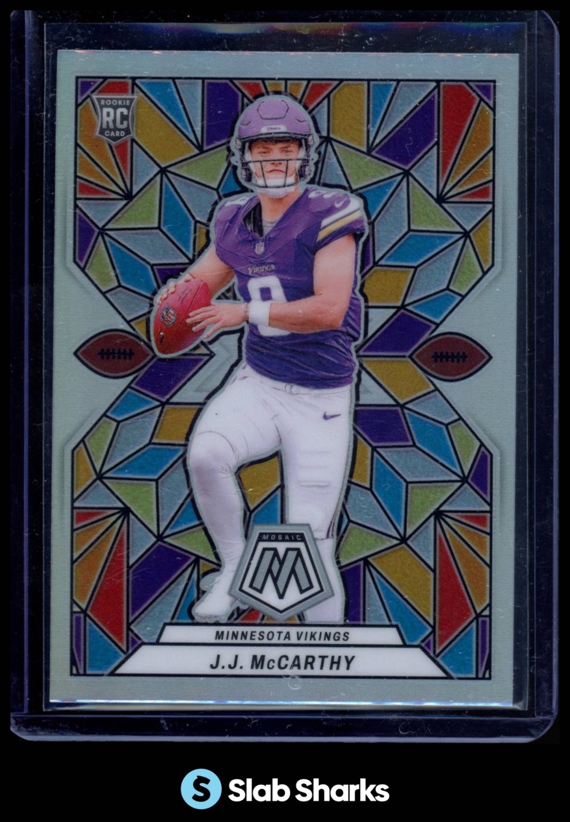 2024 PANINI MOSAIC #SG-23 J.J. MCCARTHY STAINED GLASS RC ROOKIE