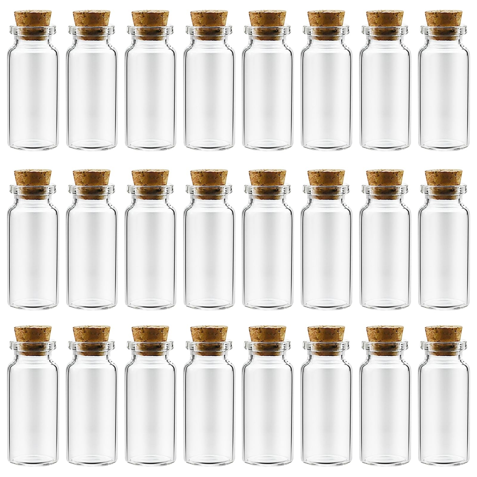 10ml 24 pcs Small Glass Bottles With Corks, USP Type 1 Class A Mini Clear Glass
