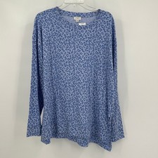 J Crew Womens Preppy Blue Animal Print Top Size M Bold Leopard Casual Spring