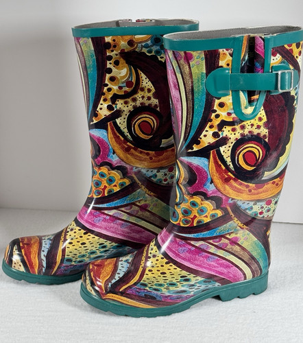 Nomad Women’s" Puddles" Rain Boots Multi color Whimsical size 7