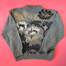 Vintage 90s knit sweater floral pattern pullover 1990s vintage knit sweater
