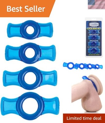 TitanMen Adjustable C-Ring Set - 4 Sizes for Firmer Erections - Body-Safe TPR
