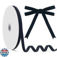 GHGMAO Black Velvet Ribbon, Vintage Black Ribbon 3/8 Inch x 25 Ya