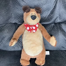 Masha & the Bear Mawa Mishka plush Bear toy red bow Sings character 12”