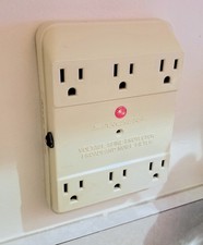 6 Outlet Grounded Electrical Wall Plug AC Power Splitter Adapter ARCHER made USA