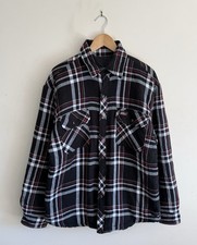 Dickies Flannel Plaid Padded Snap Button Black/Red Portland Shacket Mens Large