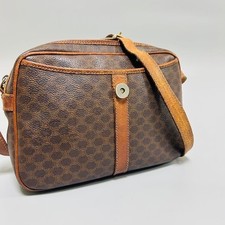 CELINE Macadam PVC Leather Brown Crossbody Sh...
