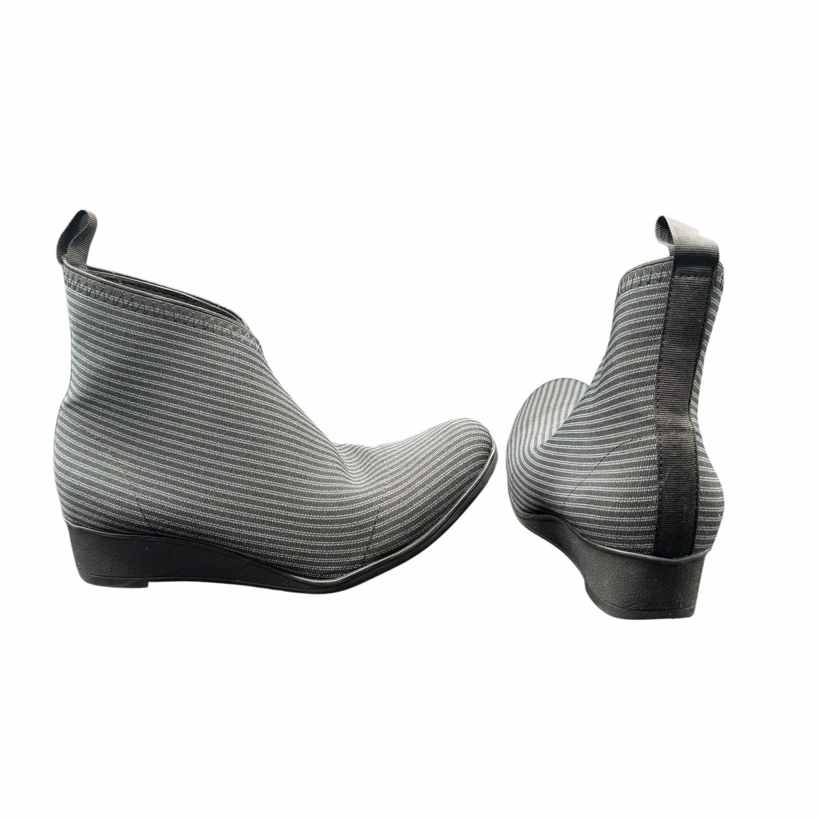 Barcelona Shoe Co Gray Stripe Wedge Ankle Boots Size 7