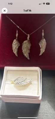 Affinity Diamonds,  3 Piece Set,  Angel Wing;  18  Necklace, Earring , Ring Sz 6