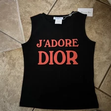 Dior J'adore Tank Top Vintage Black Red Shirt Size M Made In Italy Rare