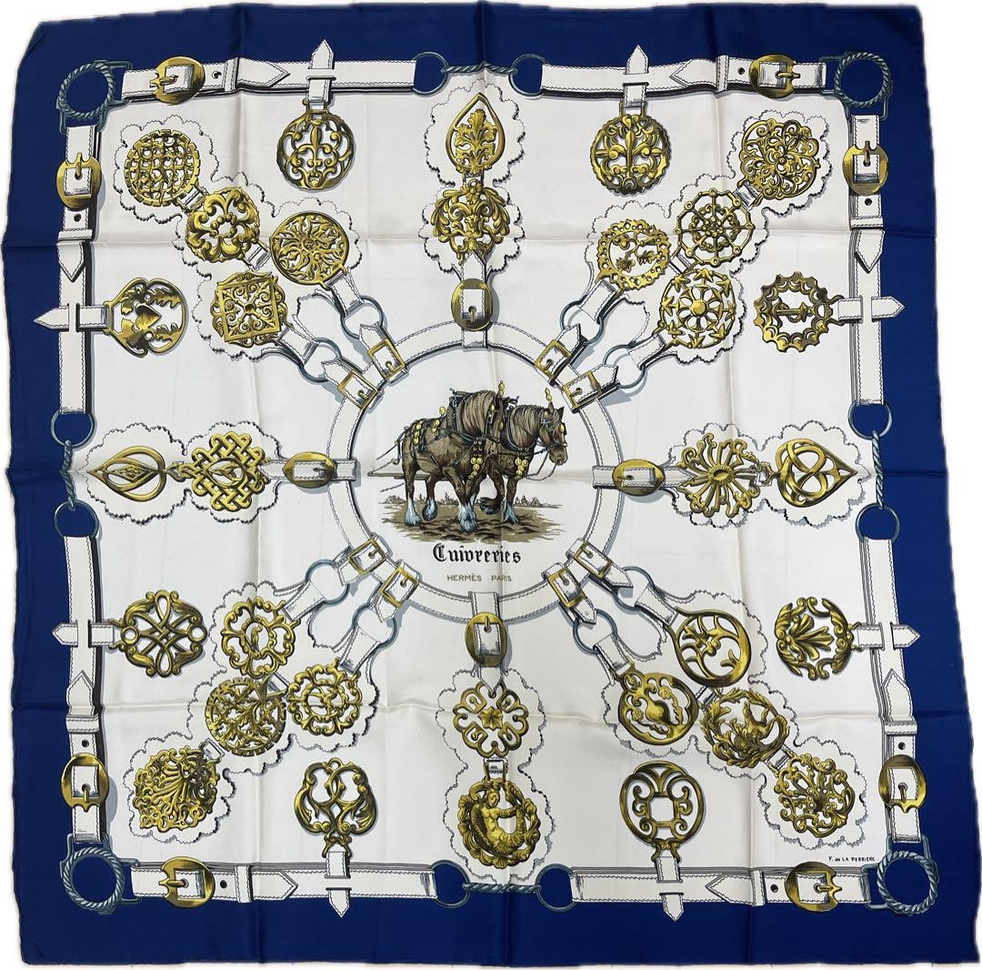 HERMÈS Carré 90 Silk Scarf in CUIVRERIES Design Style QODK39