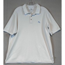 Tommy Bahama Supima Cotton Polo Shirt Mens Large Grey Short Sleeve Marlin Logo