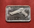 Solid Silver “Desert Eagle” Art Bar! 1 Gram Fine .999 Pure Silver!