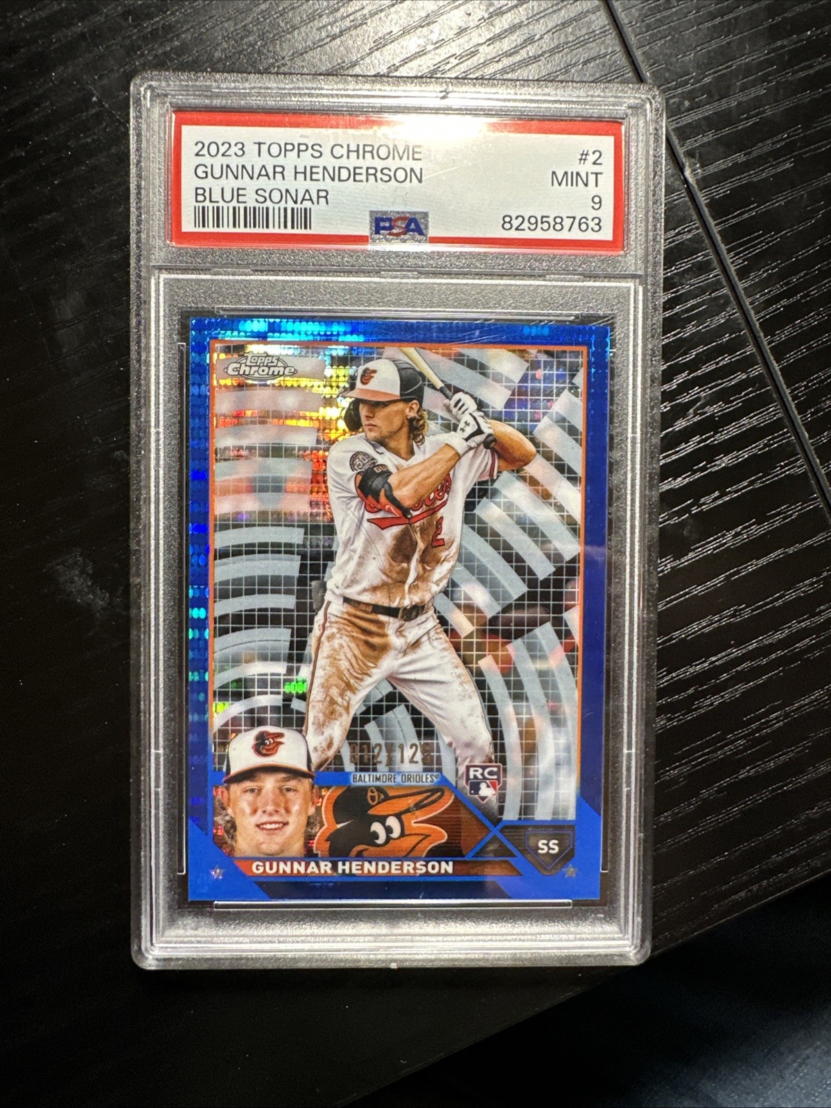 2023 Topps Chrome Gunnar Henderson Rookie #2 Blue Refractor /125 PSA 9