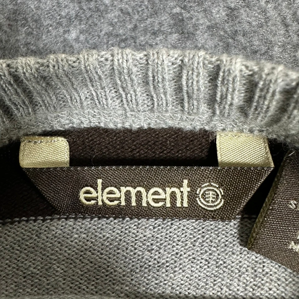 Suéter Element a Rayas Cuello Redondo Manga Larga Para Hombre Talla L Marrón Gris Algodón Foto 4 de 4