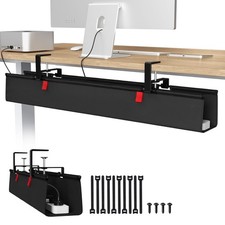 No Drill Under Desk Cable Management Tray - 36 Inch Organizer for Cables  Wires