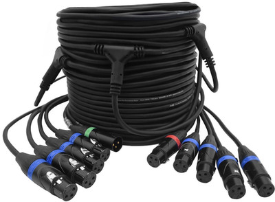 ProX XC-DMX9X43FT TRAIL   43FT 3-Pin DMX Cable w/ 9 Color-Coded Breakouts