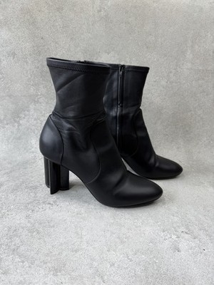 Louis Vuitton Silhouette Black Leather Block Heel Ankle Boots Size 40