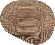 Oval Braided Placemats Set of 6 Woven 12X18 Inch Non Slip Washable Heat Resistan