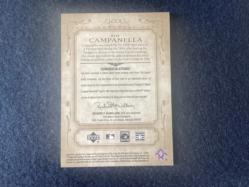 2005 Roy Campanella SP Legendary Cuts #46/75 Game Used Pants Dodgers - Image 2 of 2