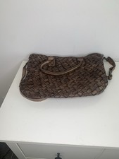 Vintage Wilson’s Leather Woven Tote Bag Brown Shoulder Bag Made In Italy