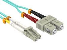 7m OM4 LC to SC UPC Duplex Corning Fiber Optic Cable Multimode 50/125 OFNR Ra...