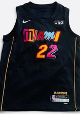 Nike Miami Heat Jimmy Butler #22 Youth Medium Jersey Vice City Black NBA Kids