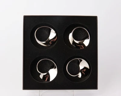 4 Philippi Swirl versilberte Serviettenringe in Präsentationsbox - Bild 1 von 2
