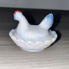 Vintage Westmoreland Milk Glass Mini Hen On Nest Salt Cellar Dip 2.5 inch