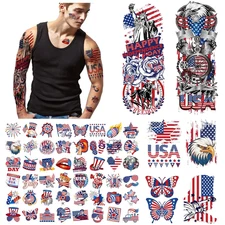 Independence Day Temporary Tattoo for Kids, 4Th of July Party Favor Sleeve Tatto