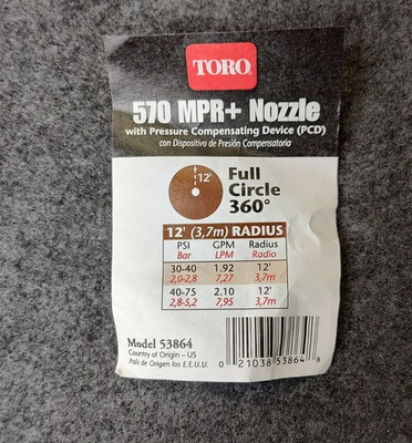 #ad Set 6 Toro 53864 570 MPR Nozzle With Pressure Compensating Device Sealed Bags $12.95