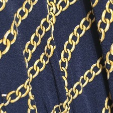 MICHAEL KORS Women’s Faux Wrap Buckle Blue Gold Chain Logo Print Dress Size Smal