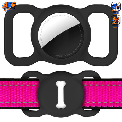 Hundehalsband Halter für AirTag Silikon Wasserdicht GPS Tracker Schwarz Haustier