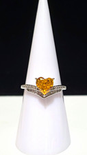 Ryze Party Size 7 Yellow Heart CZ Sterling Silver Prong Band Ring BTS-346