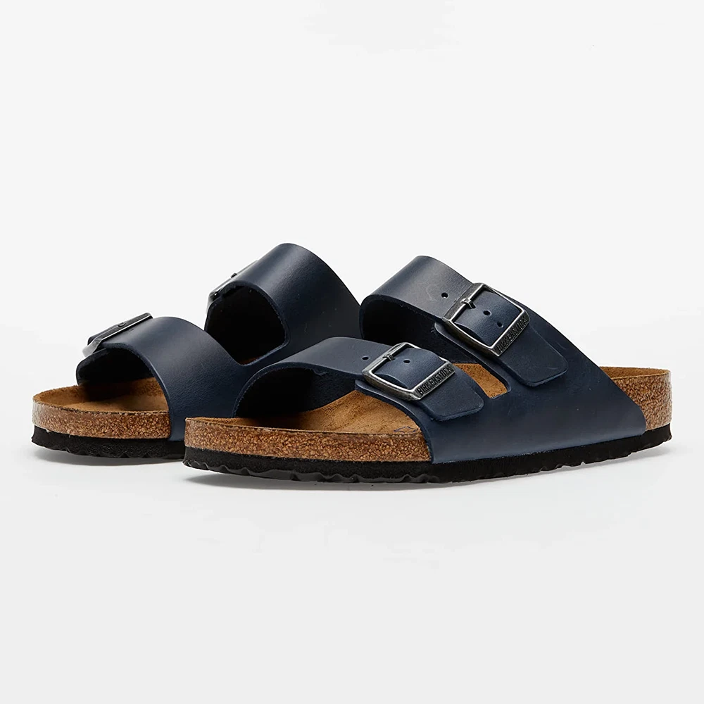 Birkenstock Arizona Blue Classic Oiled Leather Two-Strap Sandals Women's Shoes