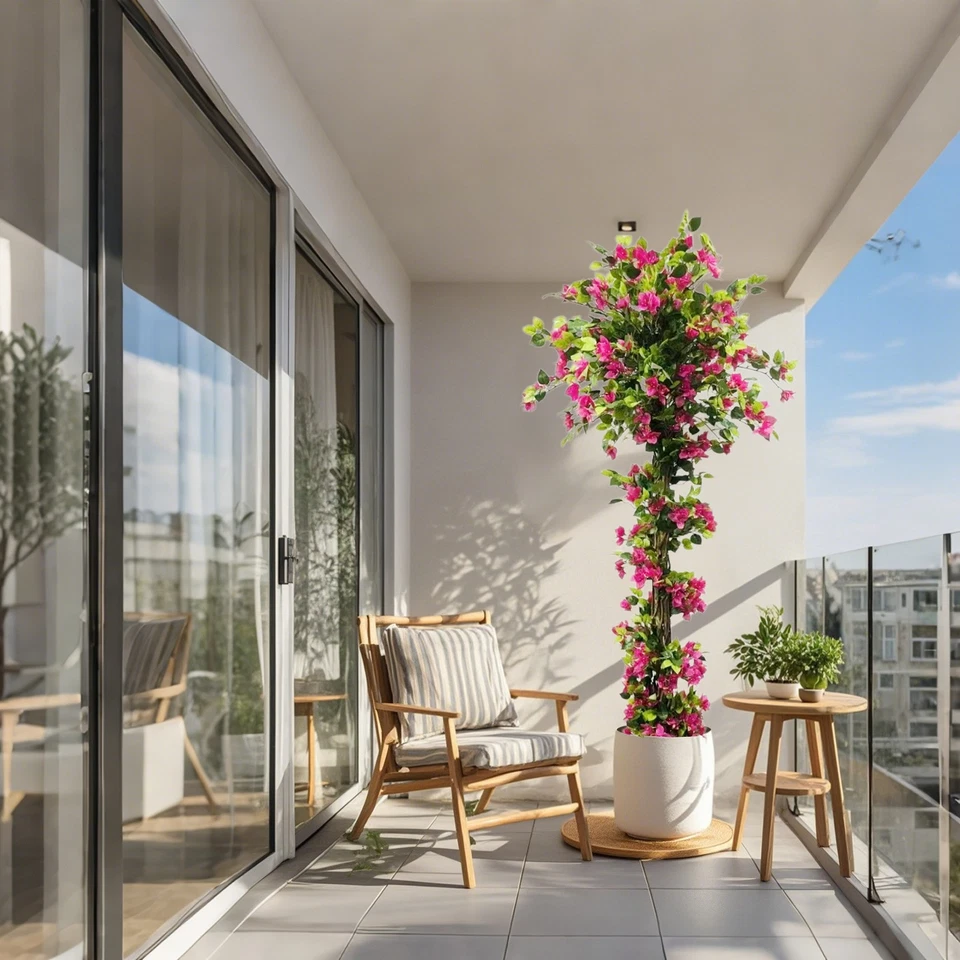 6 Ft Artificial Tree Bougainvillea Flowers for Decor Indoor/Outdoor Home Office - Image 2 of 4