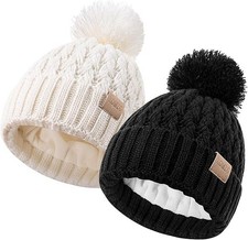 Baby Beanie Hats with 2-Pack,Warm Winter Hats for Boys and Girls,Infant Fleece L