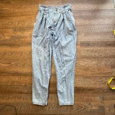 Vtg 80's Women's Sz 11/12 Jordache High Waist Pleated Barrel Denim Jeans