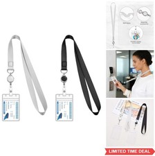 Lanyard with ID Badge Holder 2 Pack Retractable Reel Waterproof Clear Vertical
