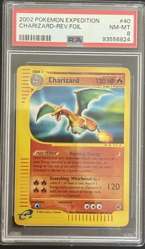 Pokémon TCG - Charizard - 40/165 - Rare Reverse Holo - Expedition [PSA 8 NM-MT]