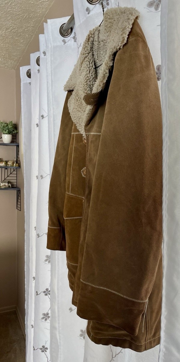 Vintage 70s Lakeland Shearling Suede Rancher Coat Sz 46 Marlboro