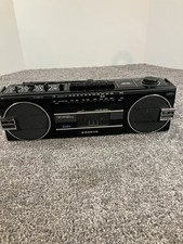 Vintage Sanyo Model: M7022 AM/FM Cassette Player Boombox Black Tested, Works