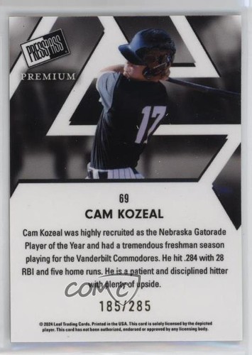 2024 Leaf Press Pass Premium 185/285 Camden Kozeal Cam Kozeal #69 8d2 - Picture 2 of 3