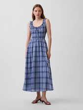 GAP - Plaid Voile Smocked Waist Maxi Dress 898006 - New Sale