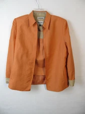 Kasper Womens Orange Linen/Rayon Blazer & Tank Top Set Size 10