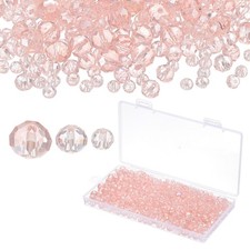 1000Pcs Rondelle Crystal Beads 4-8mm Faceted Glass Beads, Pink Plating AB