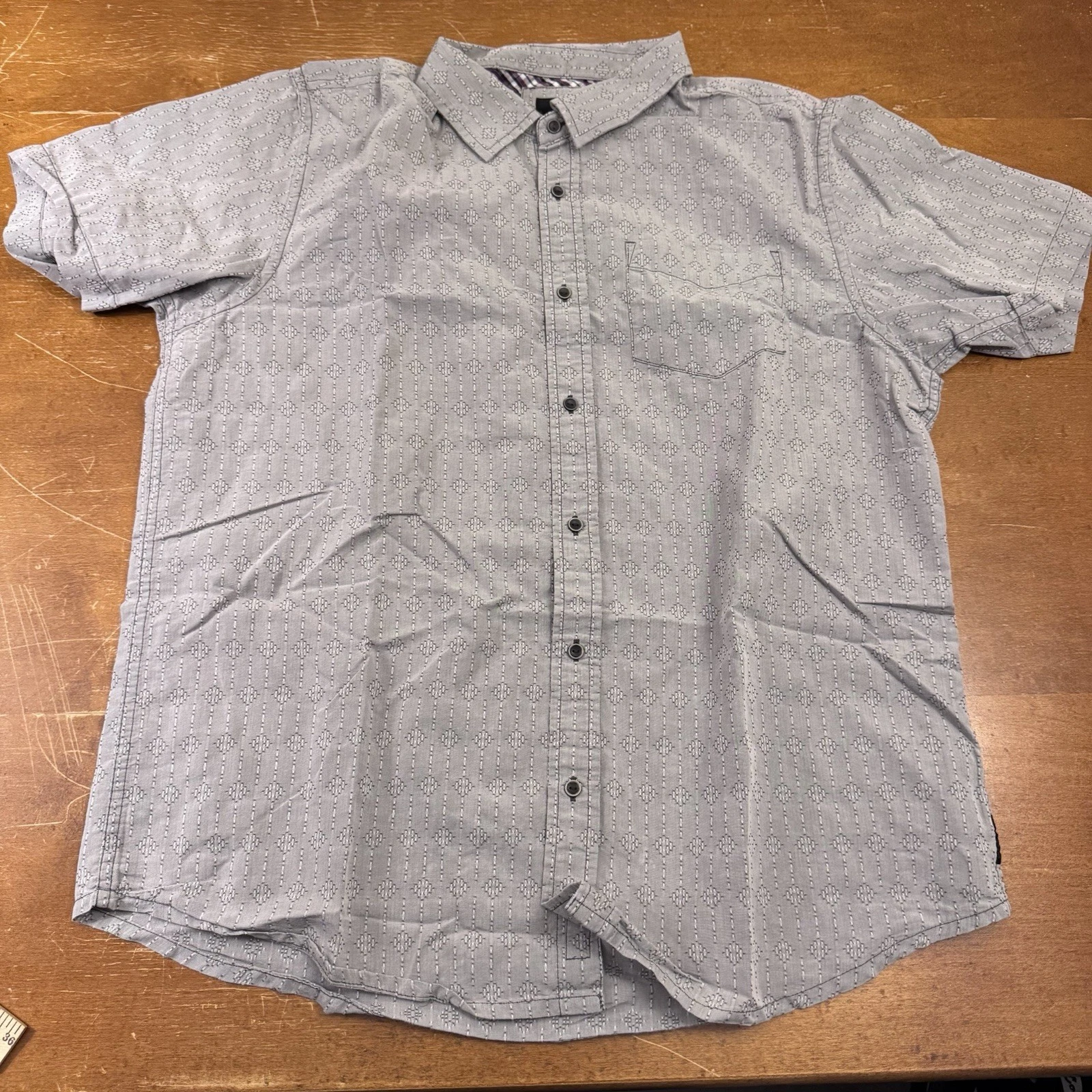 Prana Shirt Mens Large Gray Button Up Short Sleeve Hiking