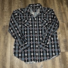 Vintage Panhandle Pearl Snap Mens XL Southwestern Aztec Blue Shirt