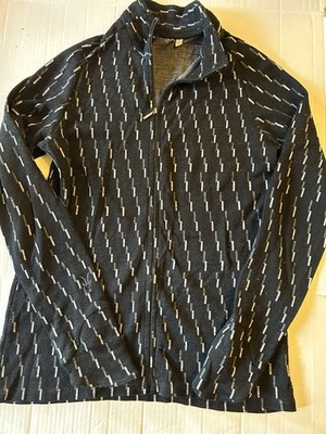 Ibex Women's Full Zip Up Long Shirt Sweater Merino Wool Medium Made in US Black